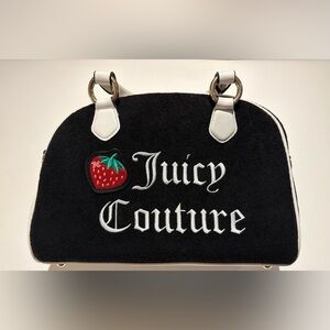Juicy Couture Black and White Shoulder Bag with Strawberry Patch